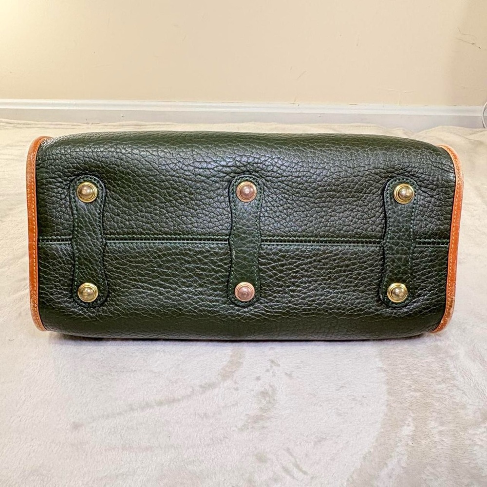 Vintage 90s Dooney & Bourke Green Pebbled All Weather Leather satchel Purse - Picture 5 of 8